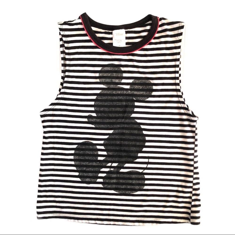 Disney Mickey Mouse Black & White Striped Top Sm